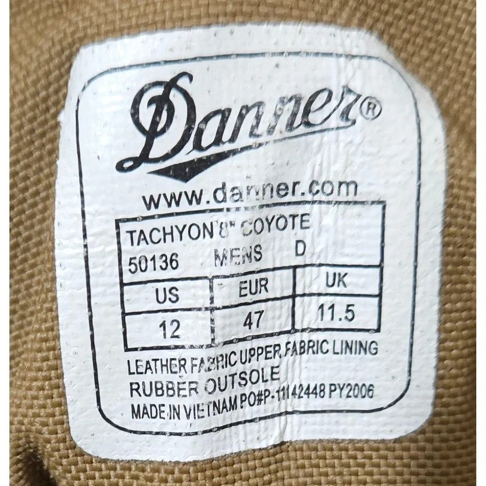 Danner Tachyon Coyote Brown Military Tactical Boots Mens 12 D 50136